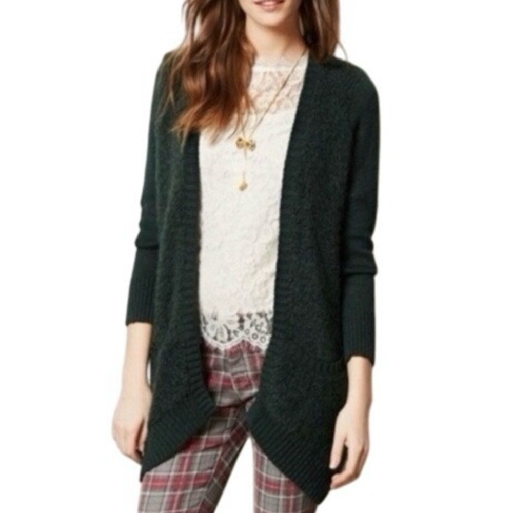 Anthro Sleeping On Snow Green Slubby Sweater M